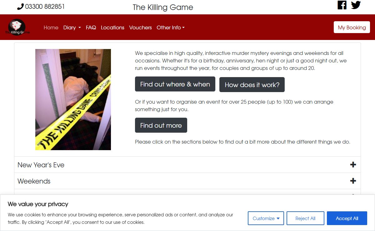 Murder Mystery Weekends, Evenings, Dinners and On-Line Events from The Killing Game