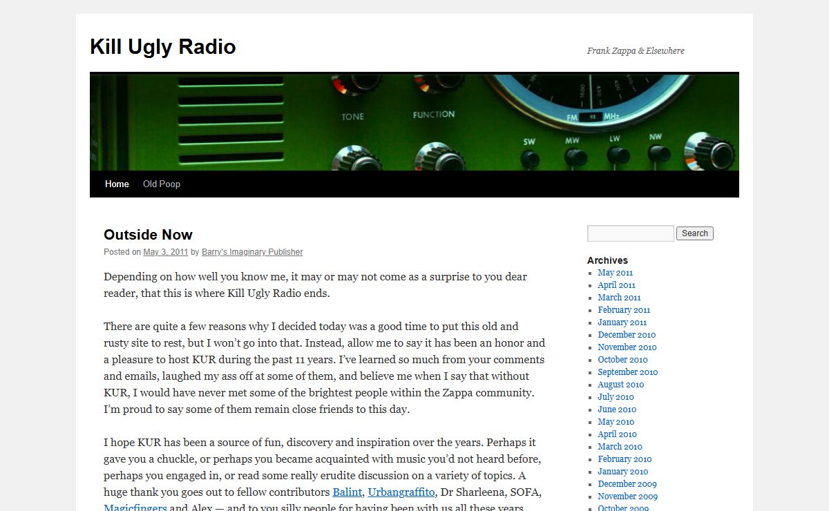 Kill Ugly Radio | Frank Zappa & Elsewhere