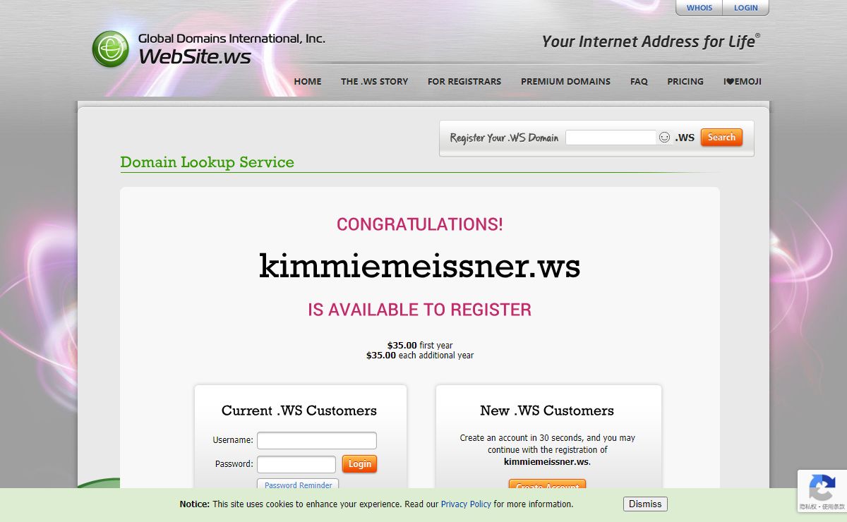 WEBSITE.WS - Your Internet Address For Life™