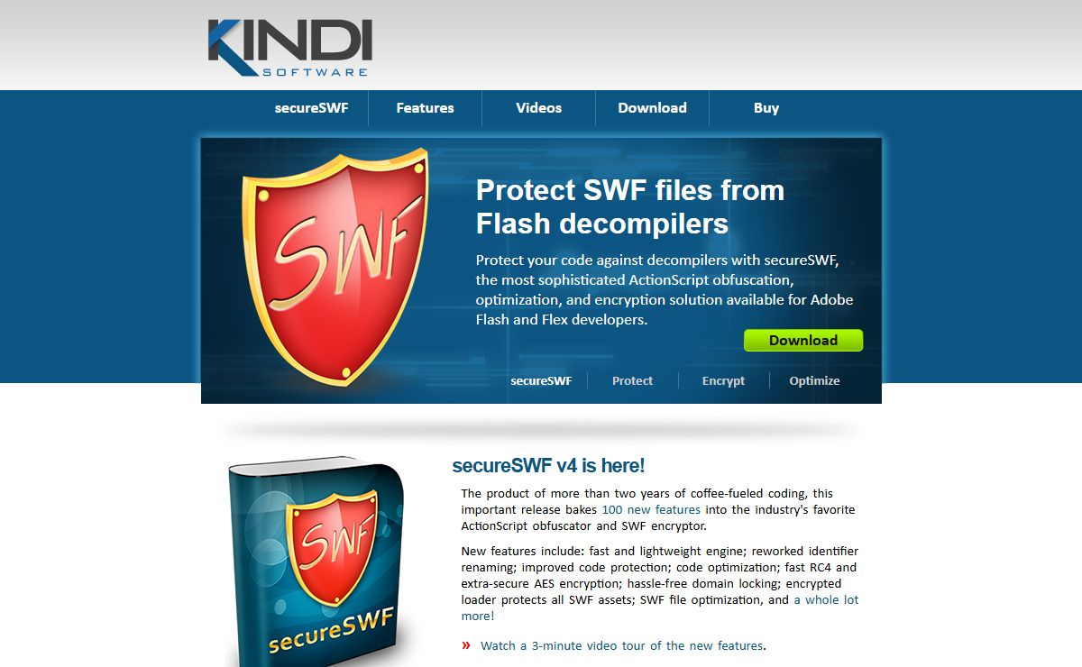 Kindi | secureSWF | Protect, Encrypt, and Optimize SWF Flash