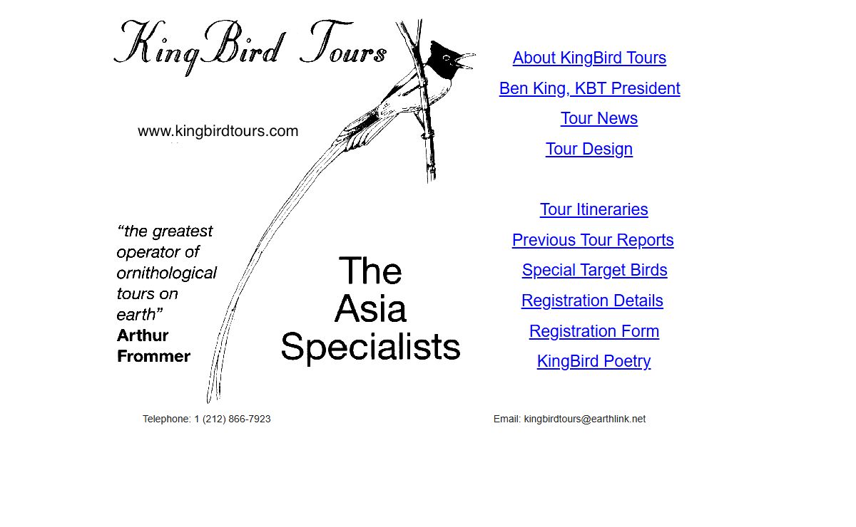 KingBird Tours Welcome Page