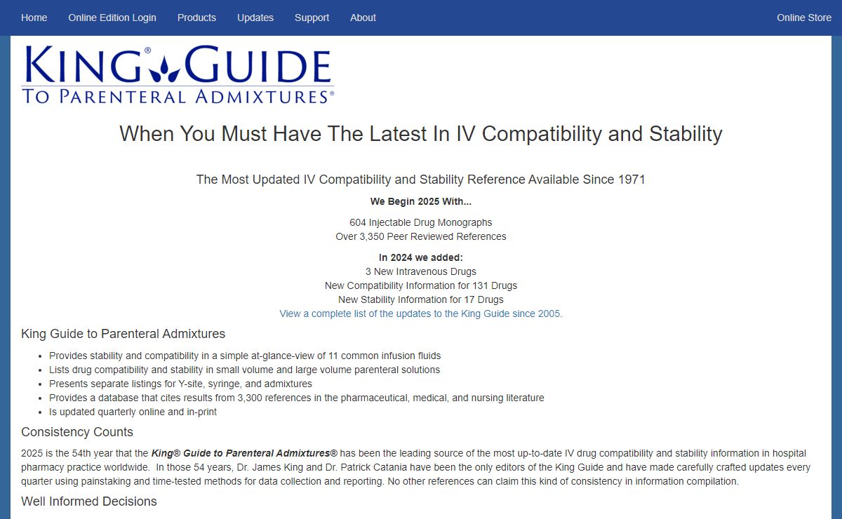 King Guide IV Drug Compatibility and Stability | KingGuide.com
