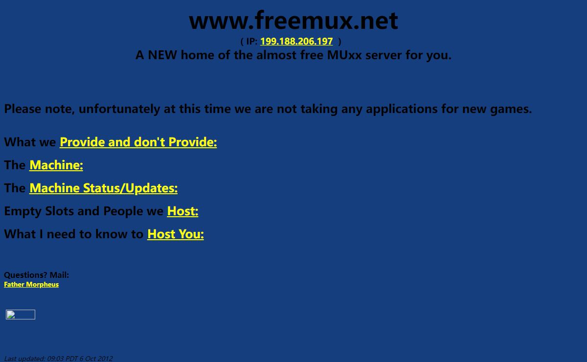 Freemux Server Main Page