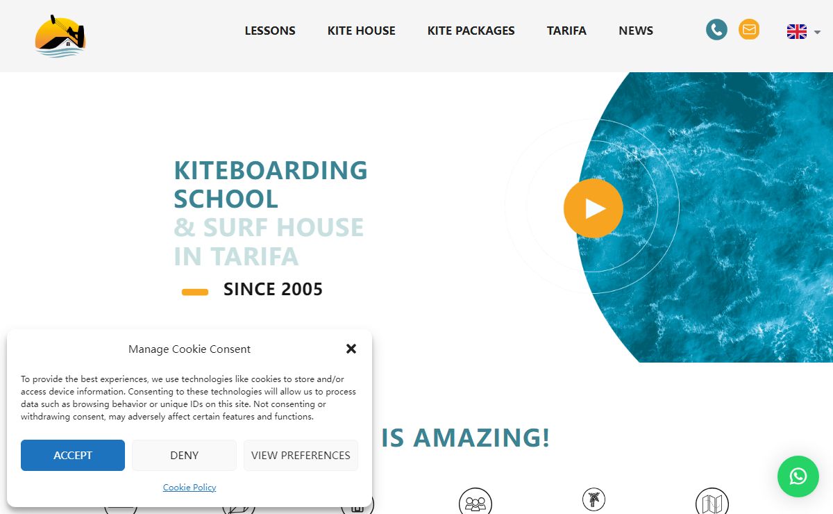 Kitesurf school 1week 620€ Accommodation kite lessons Tarifa