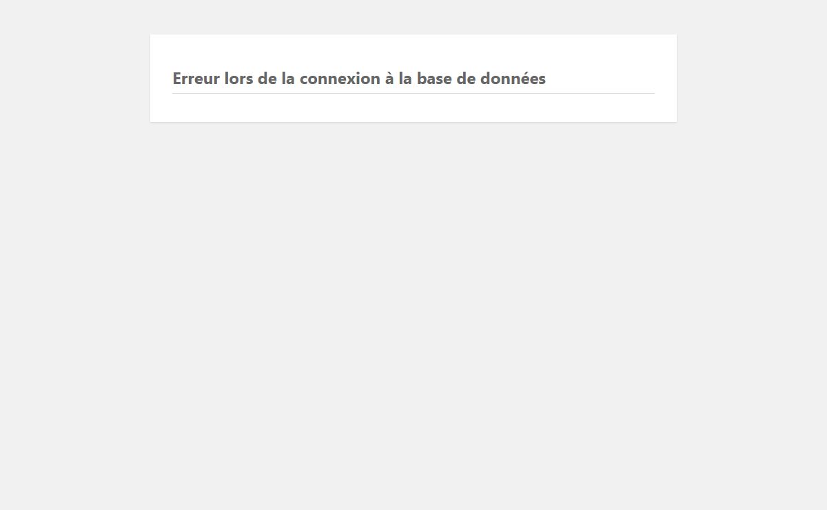 Erreur de la base de données