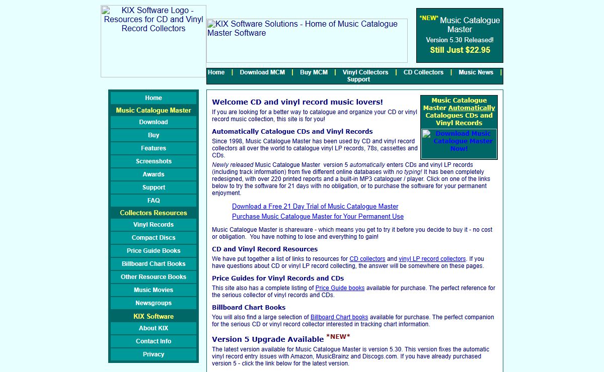 KIX Software and Resources for CD and Vinyl Record Collectors