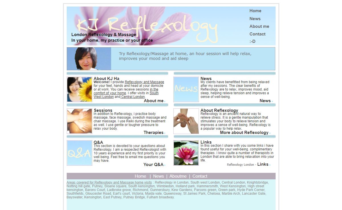 KJ Reflexology London - KJ is a Reflexologist based in South West London offering Reflexology and Massage in the comfort of your home