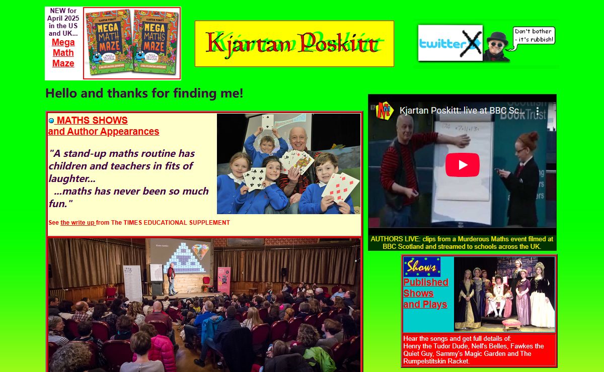 Kjartan Poskitt - Books, Shows, Appearances, Music and Puzzles