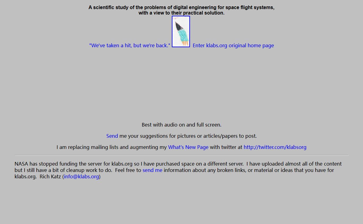 klabs.org: "We've taken a hit, but we're back."