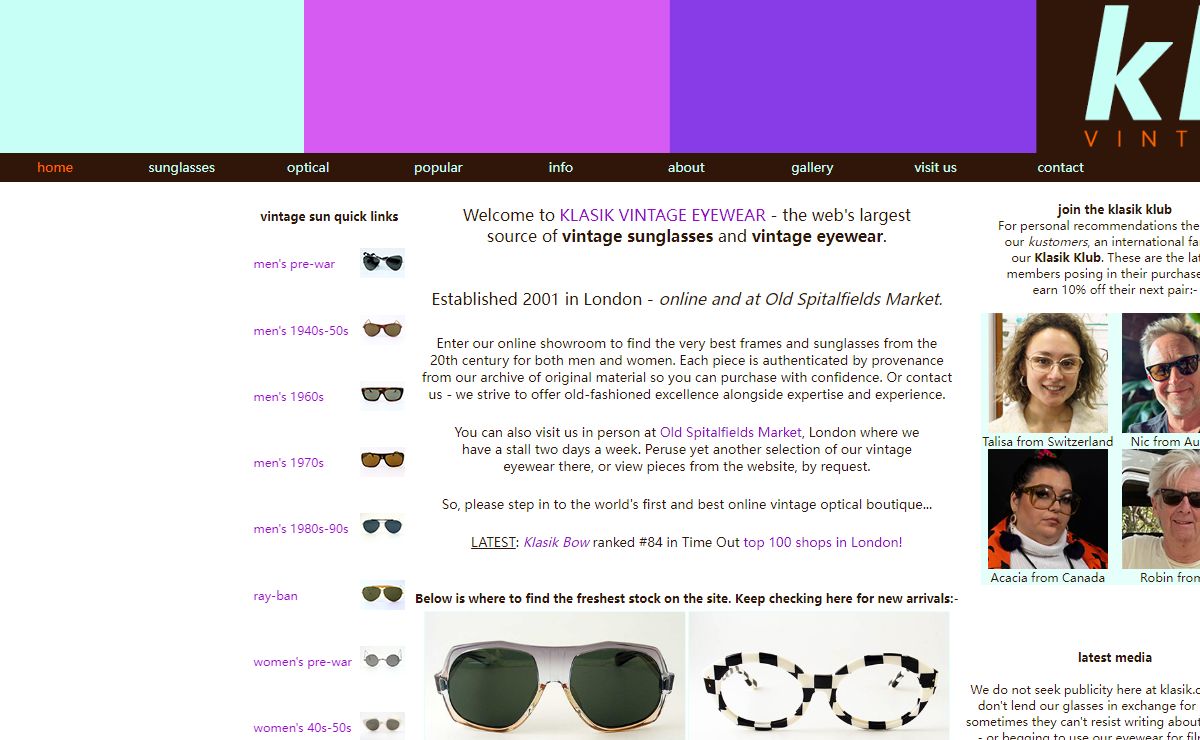 Vintage Sunglasses and Vintage Eyewear from Klasik.Org