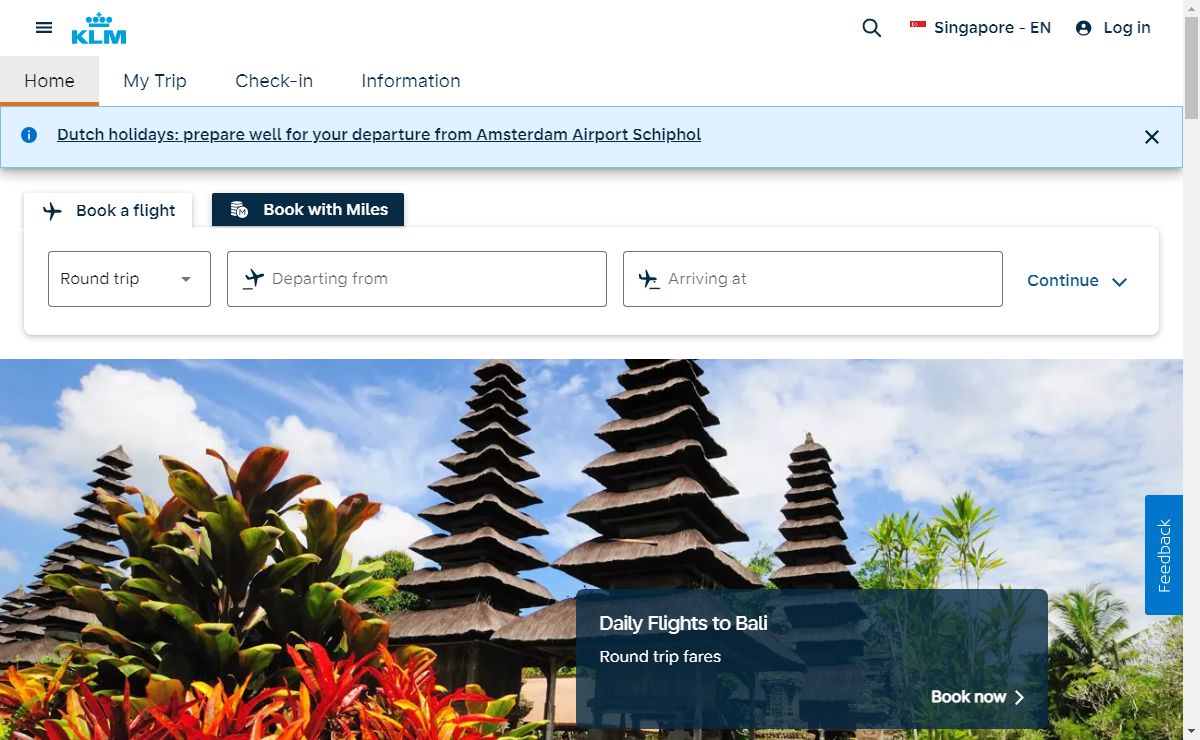 KLM Royal Dutch Airlines - Book flights online - KLM Singapore