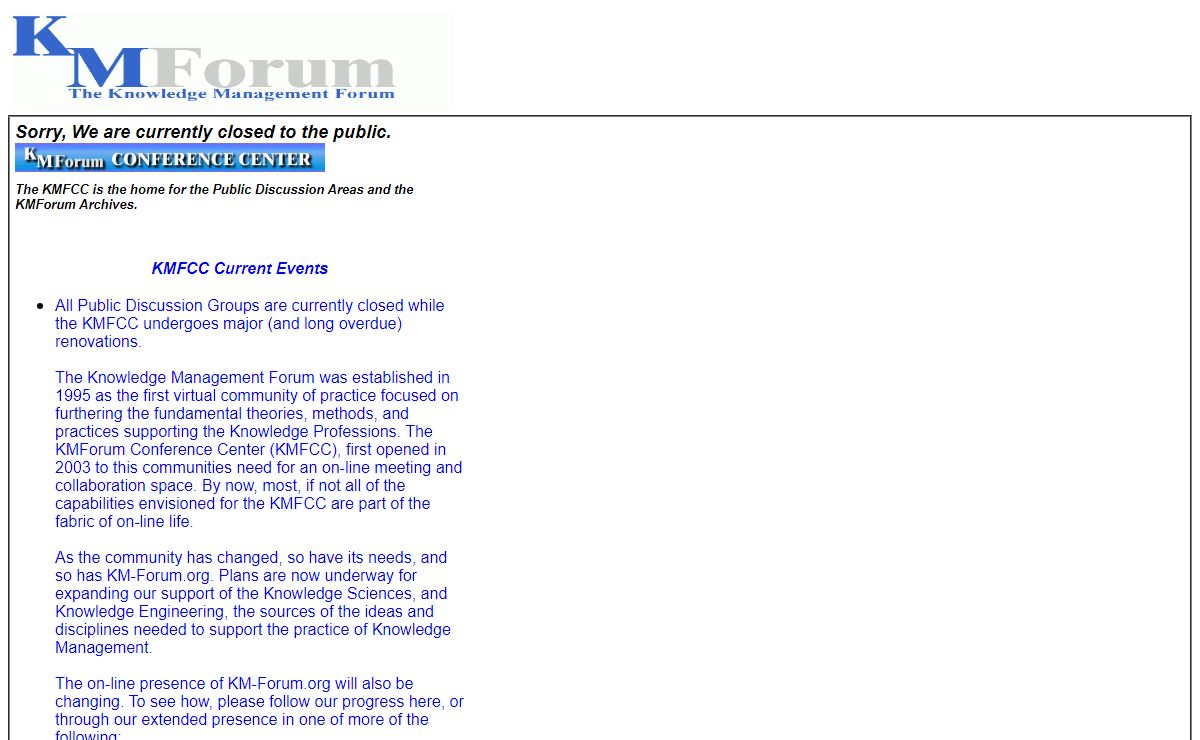 The Knowledge Management Forum (KMForum)