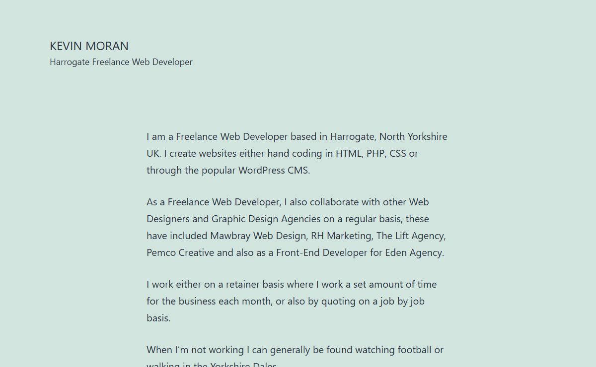 Kevin Moran – Harrogate Freelance Web Developer