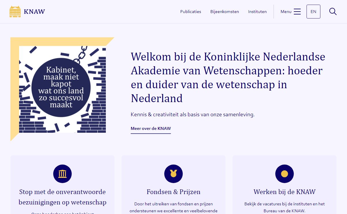 Welkom bij de Koninklijke Nederlandse Akademie van Wetenschappen: hoeder en duider van de wetenschap in Nederland - KNAW