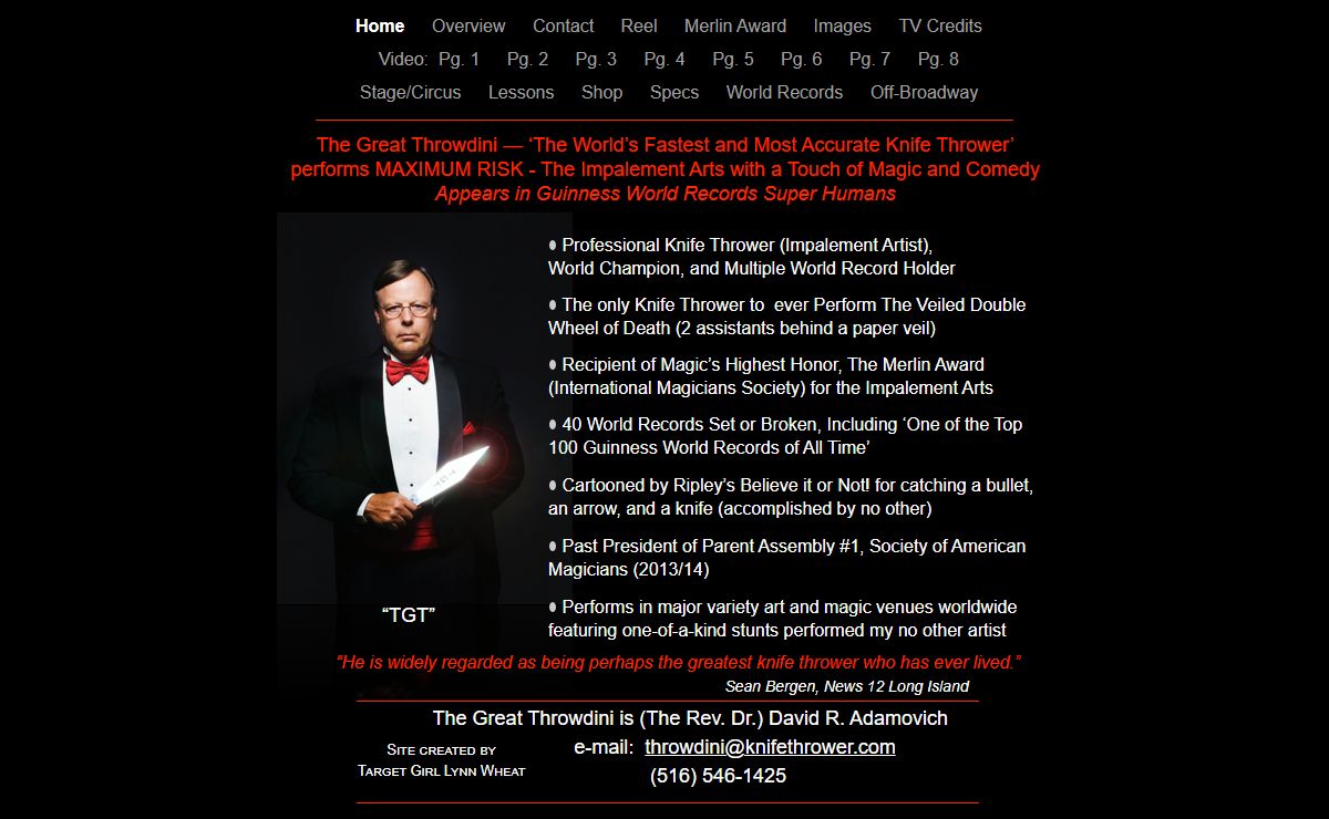 The Great Throwdini — ‘The World’s Fastest and Most Accurate Knife Thrower’ performs MAXIMUM RISK - The Impalement Arts with a Touch of Magic and Comedy Appears in Guinness World Records Super Humans