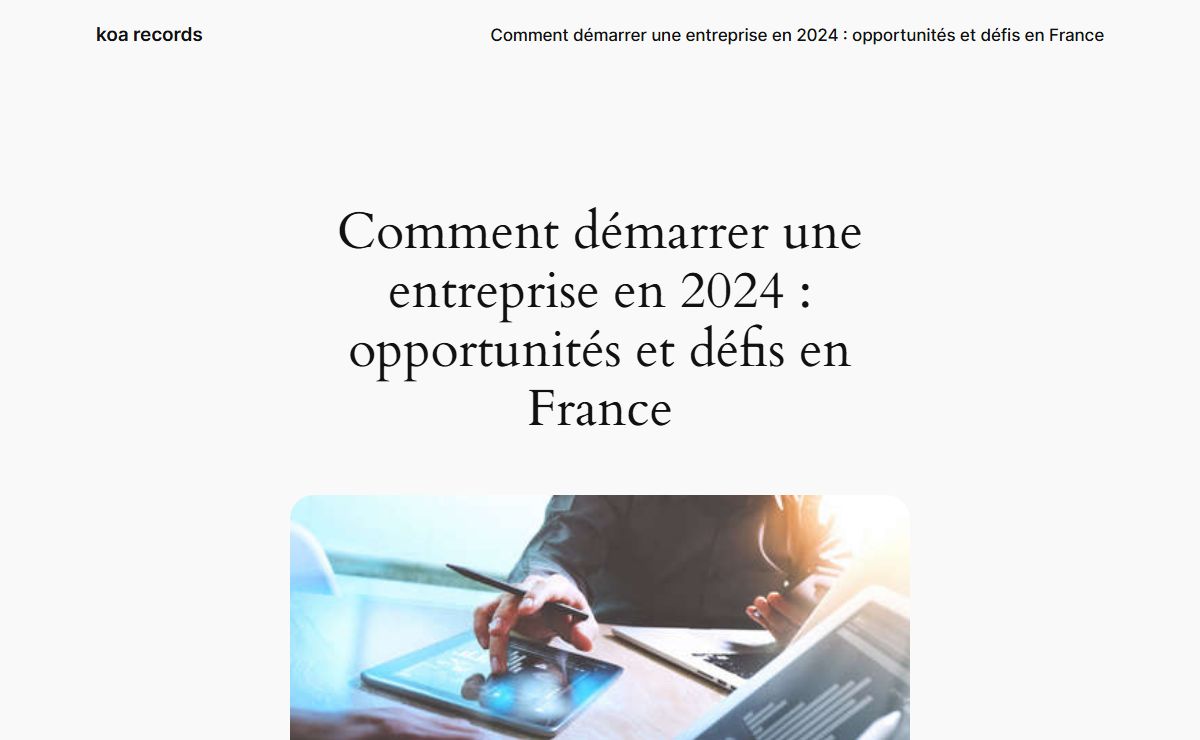 Comment démarrer une entreprise en 2024 : opportunités et défis en France