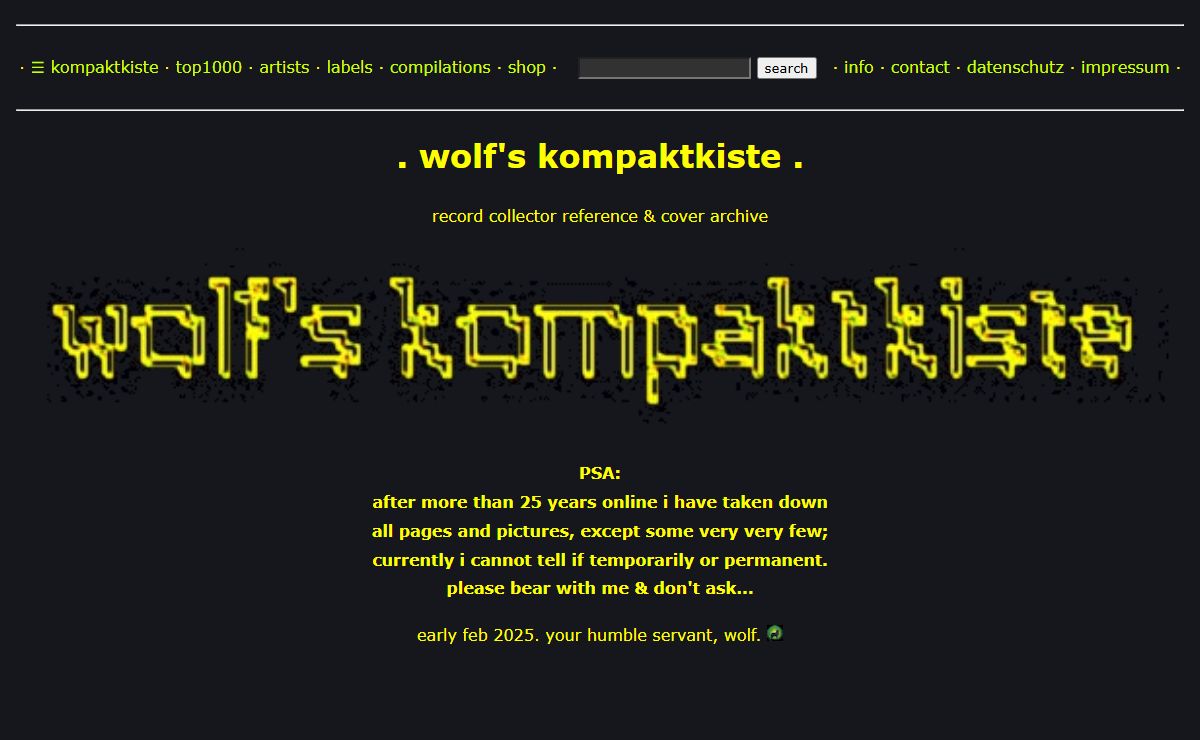 wolf's kompaktkiste: record collector reference and cover archive