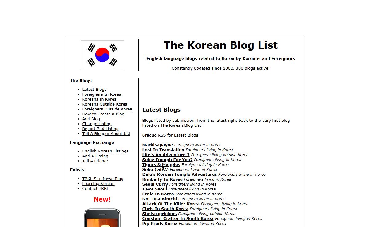 The Korean Blog List - Korean related weblogs written in English