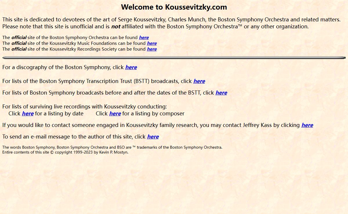 Koussevitzky.com Home Page