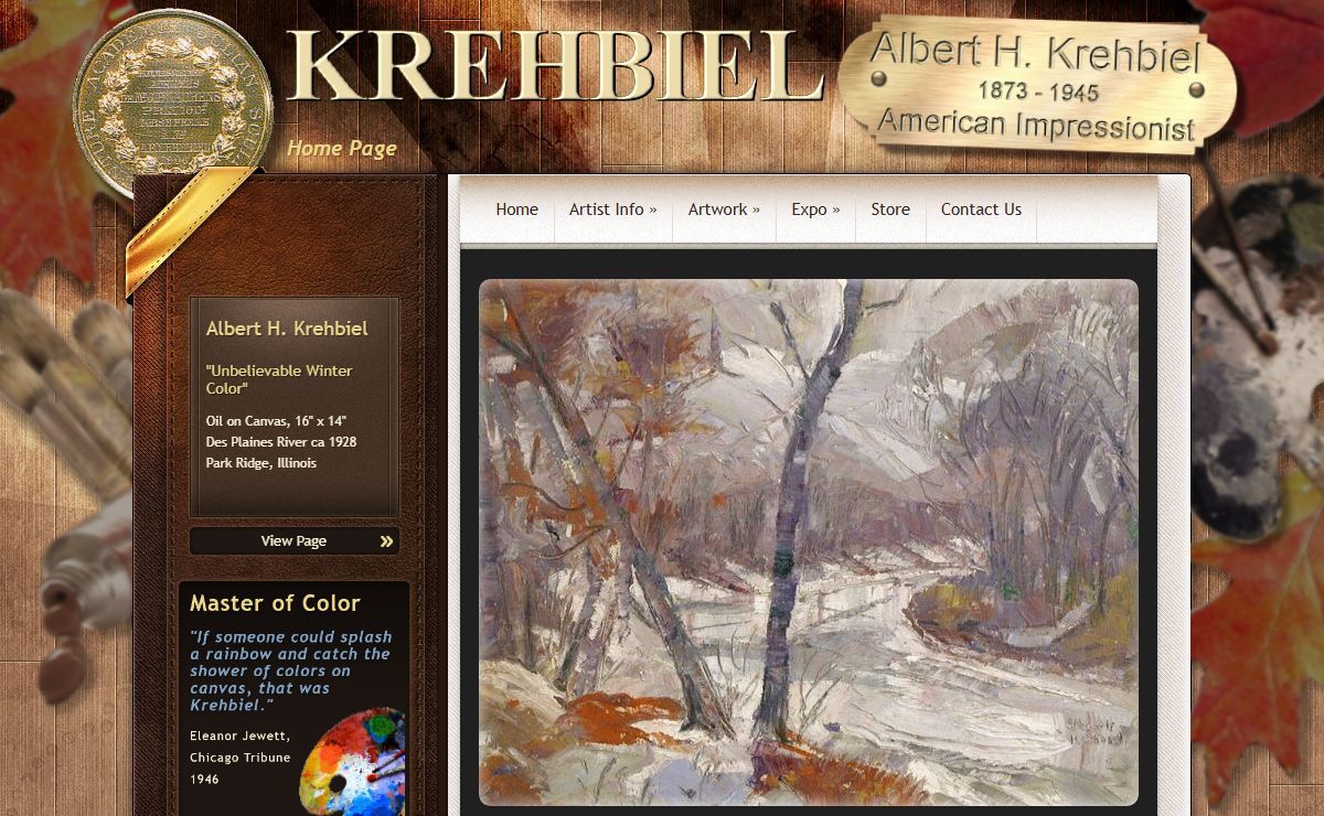 Albert H. Krehbiel: American Impressionist Painter and Muralist. Home page.