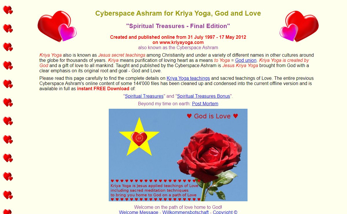 Cyberspace Ashram for Kriya Yoga, God and Love