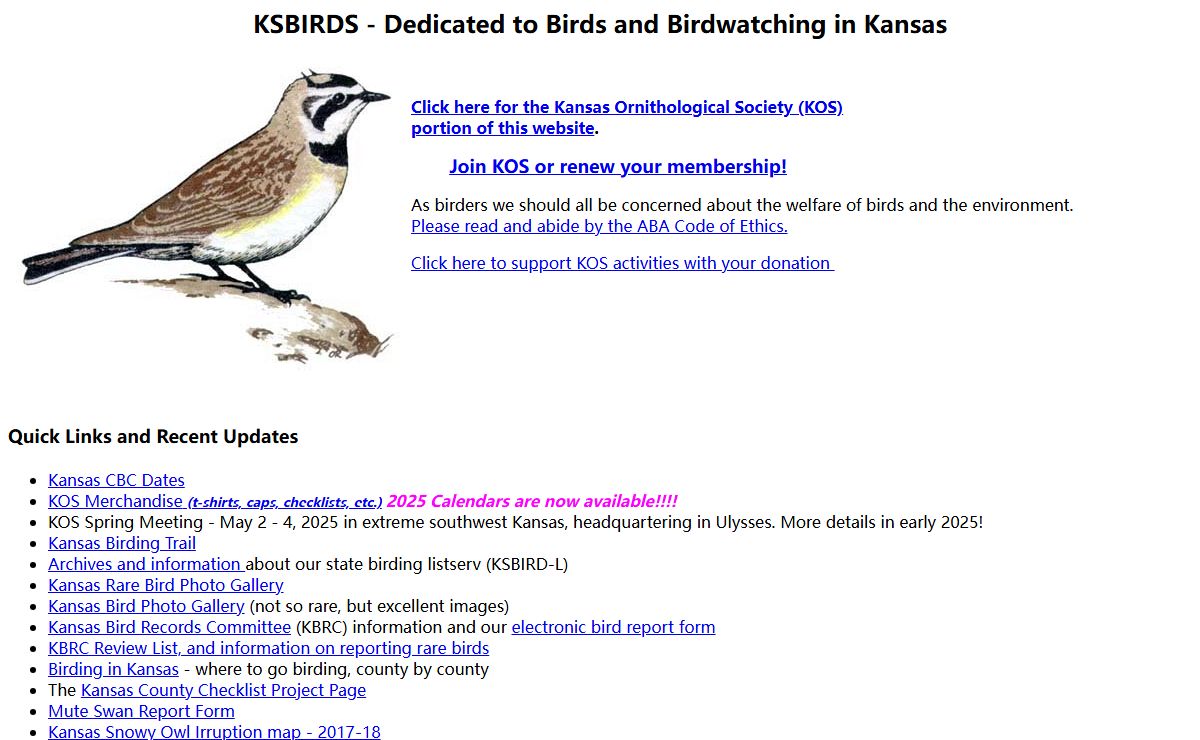 KSBIRDS - dedicated to birds in Kansas