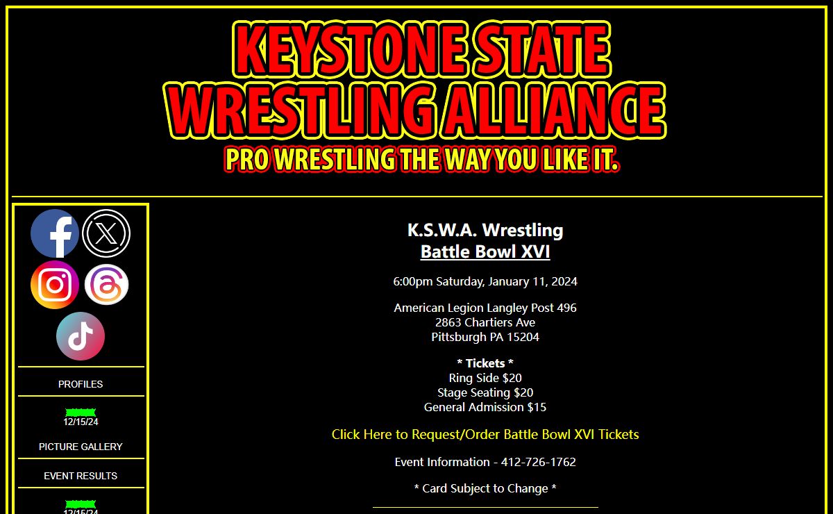 Keystone State Wrestling Alliance - Pro Wrestling...The Way You Like It!!!