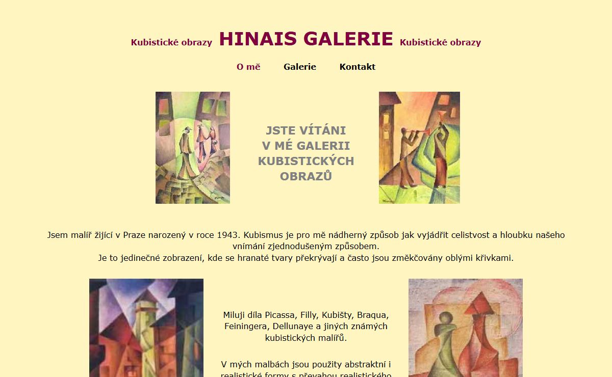 Jan Hinais - HINAIS GALERIE - Kubistické obrazy - Kubismus na plátně