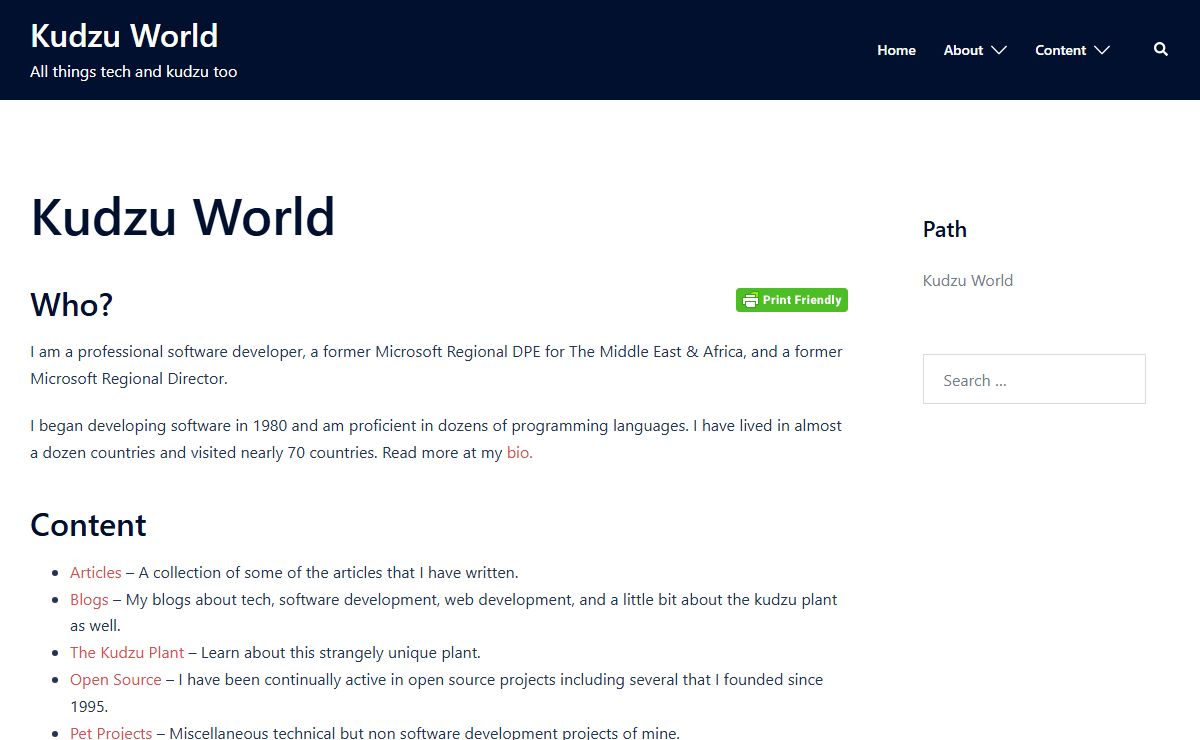 Kudzu World – All things tech and kudzu too