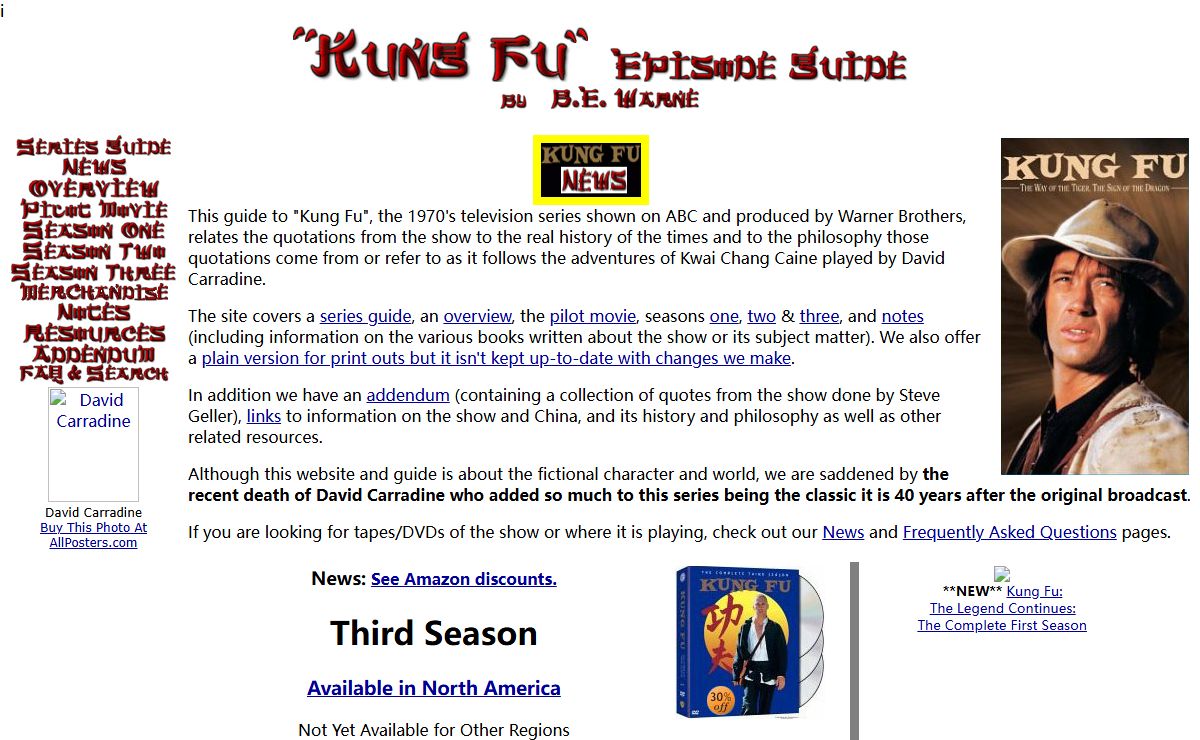 "Kung Fu": TV Series Episode Guide