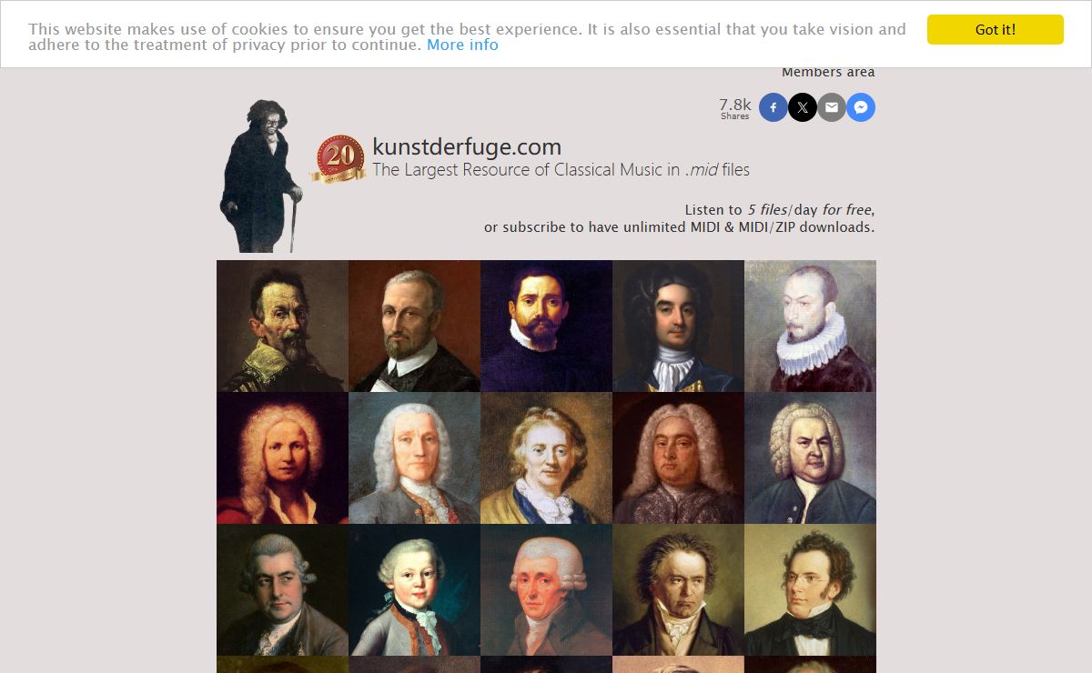 kunstderfuge.com | Free Classical MIDI files. Classical Music.