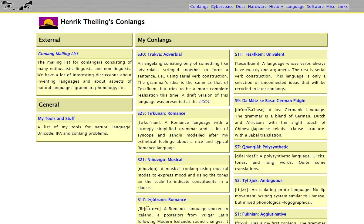 Theiling Online: Henrik's Conlangs