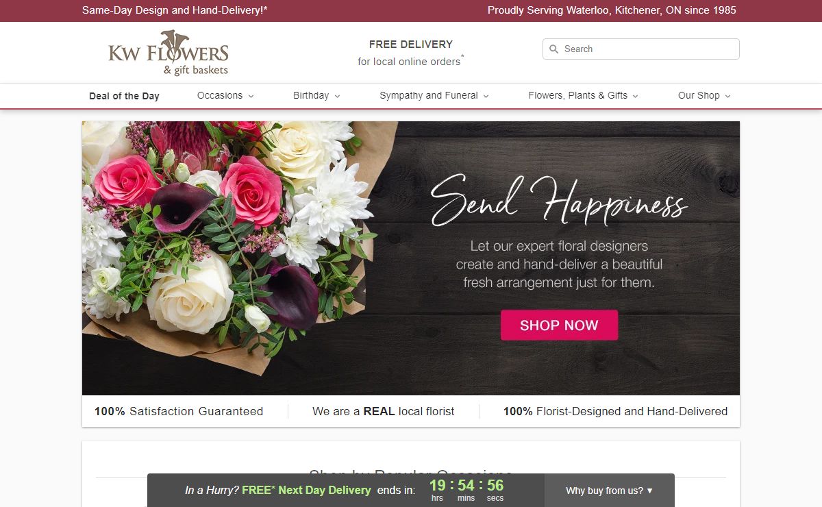 Free Same-Day Flower Delivery Waterloo, Kitchener ON | Local Waterloo, Kitchener Florist