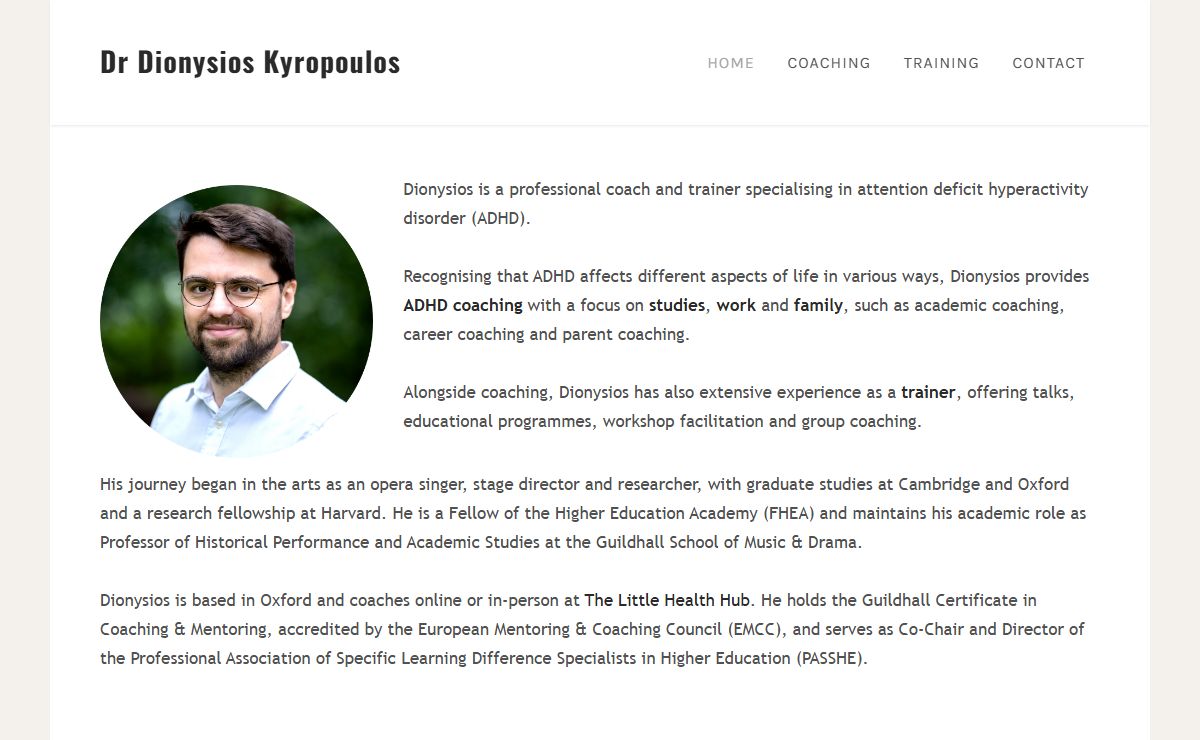 Dr Dionysios Kyropoulos - ADHD Coach and Trainer