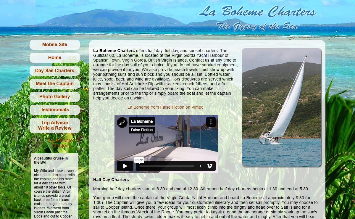 Bowline Yachts, Ltd., Bowline Yachts Day Sails on La Boheme, sailing charters in Virgin Gorda, British Virgin Islands