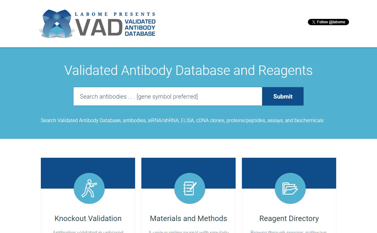 Validated Antibody Database, antibodies, siRNA/shRNA, ELISA, cDNA clones, proteins/peptides, and biochemicals