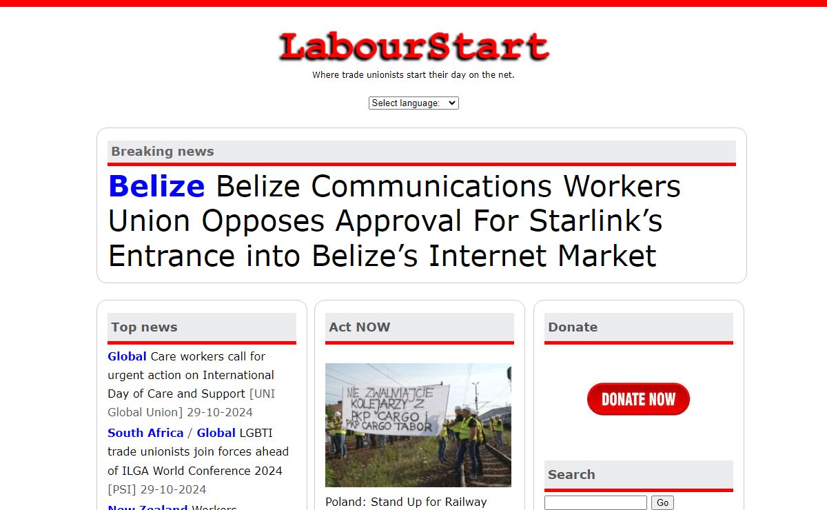 LabourStart: Where trade unionists start their day on the net.