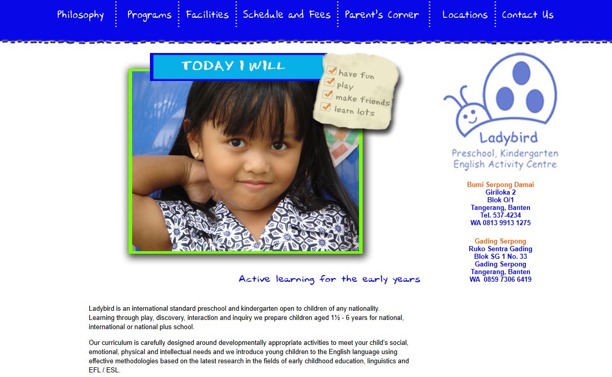 Ladybird Preschool, Kindergarten English Activity Center, Jakarta Indonesia