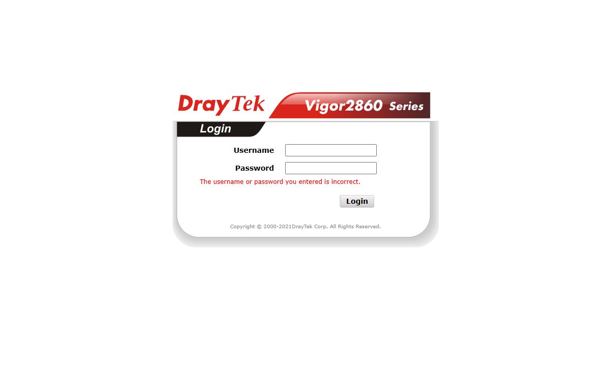 Vigor Login Page