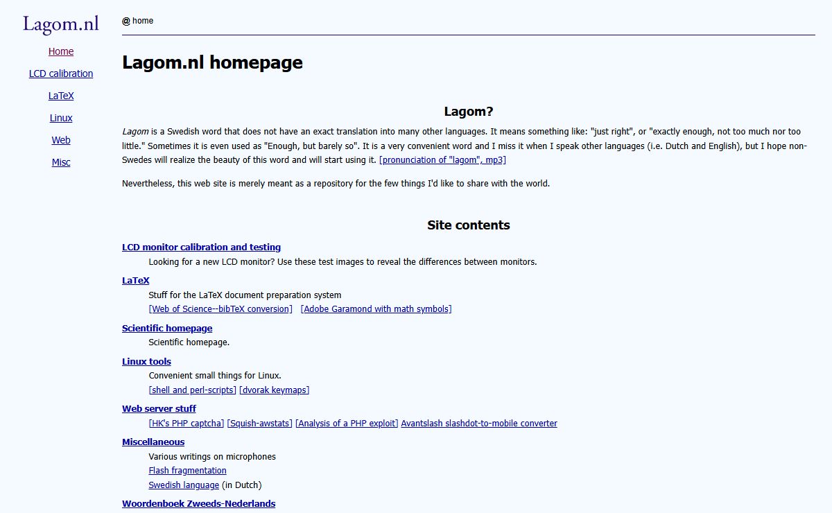 Lagom.nl homepage