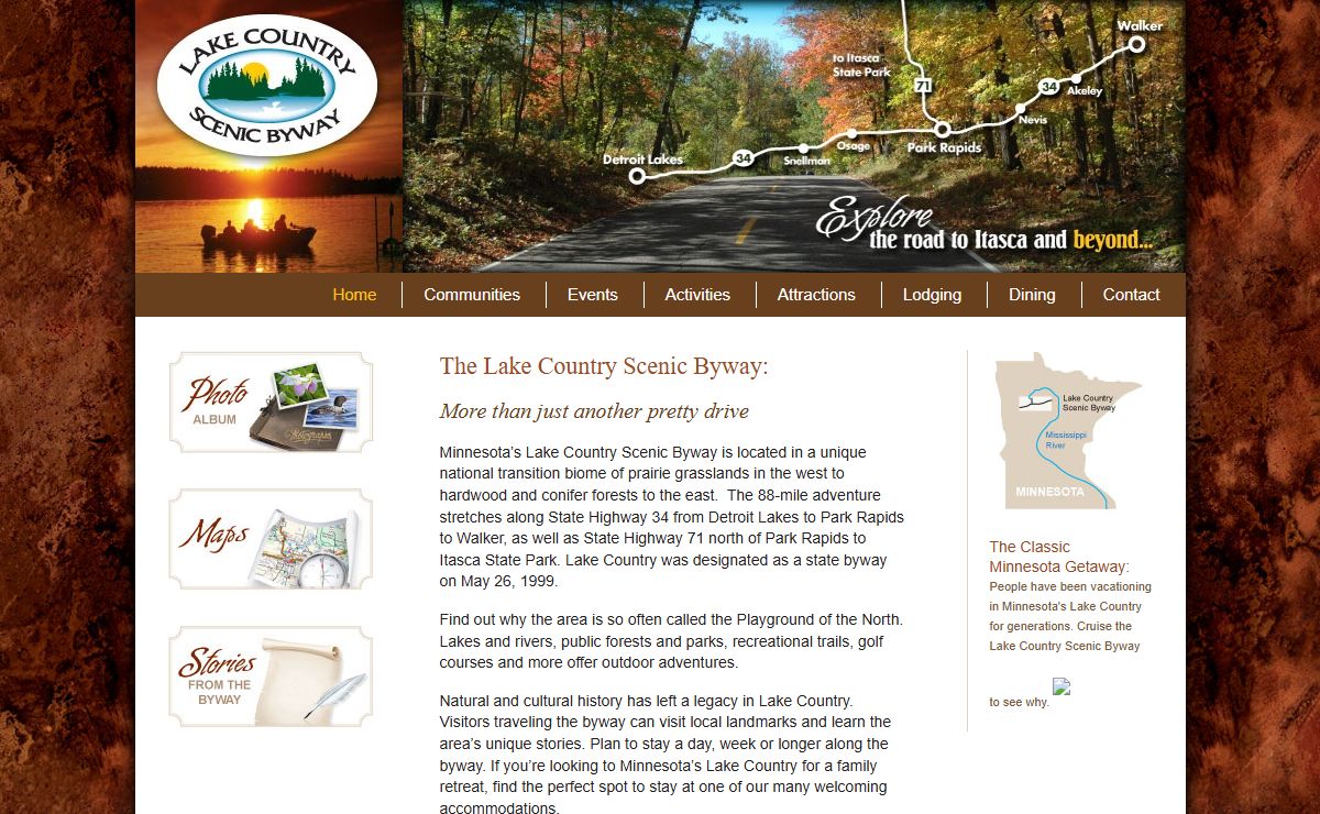 Lake Country Scenic Byway, Minnesota vacation and tourism.