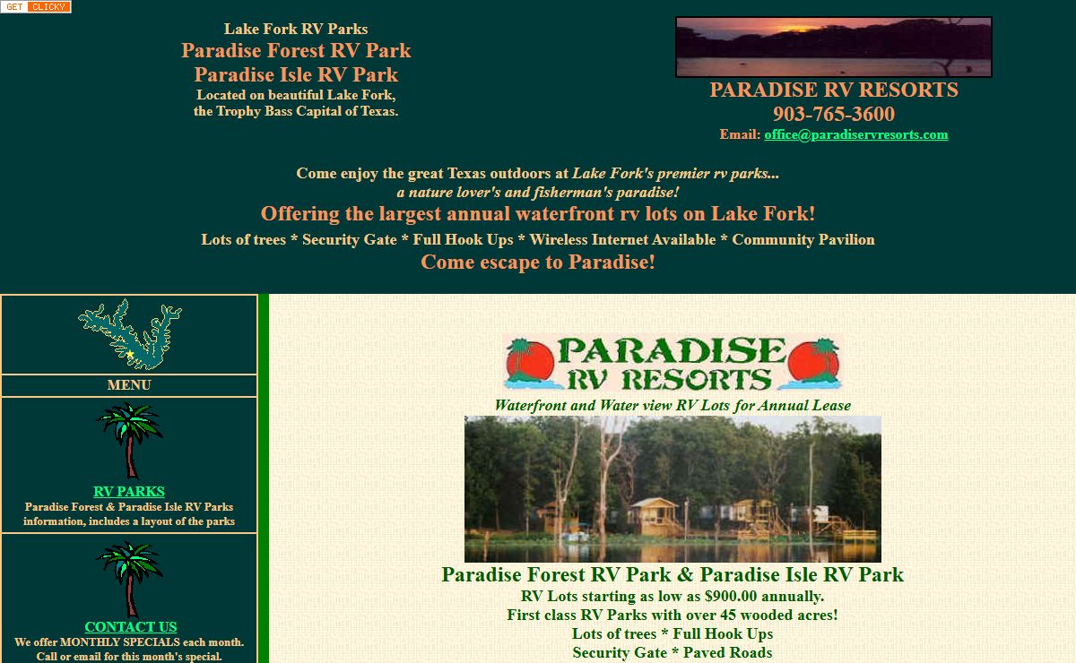 Lake Fork RV Parks - Paradise RV Resorts - Texas RV Parks