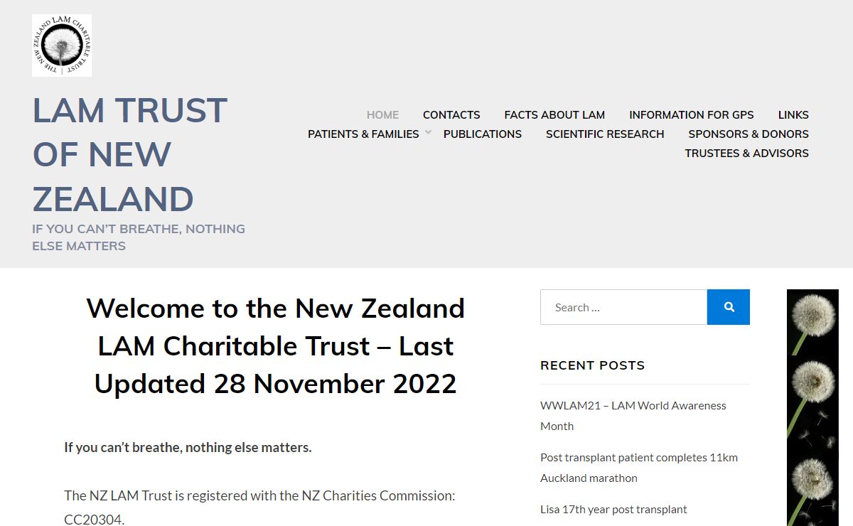 Welcome to the New Zealand LAM Charitable Trust - Last Updated 28 November 2022 - LAM Trust of New Zealand