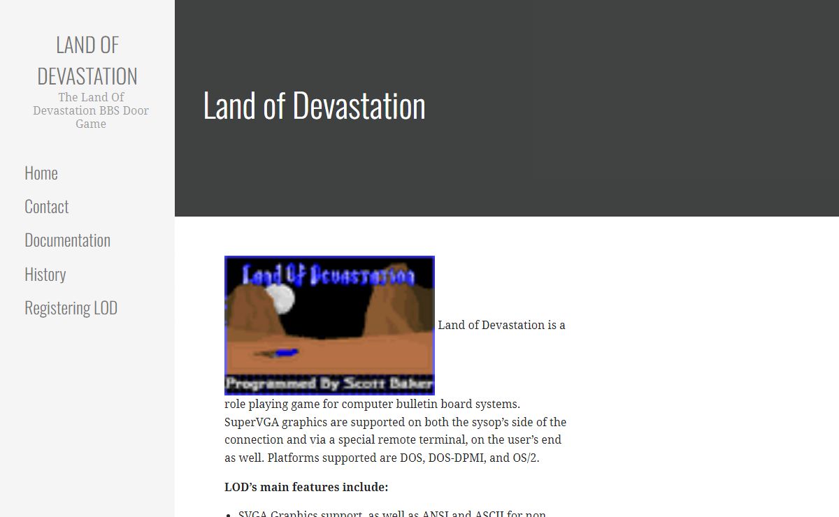 Land Of Devastation – The Land Of Devastation BBS Door Game