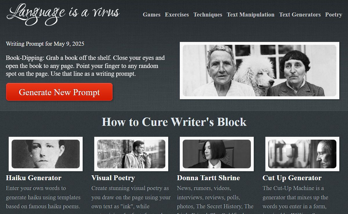 Cure writer's block with writing prompts, creative writing exercises, poem generators & more