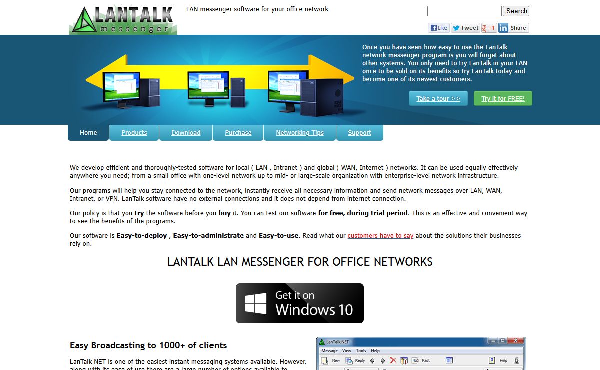 LanTalk Network messenger for office intranet network. Send LAN alerts with our network notification system.
