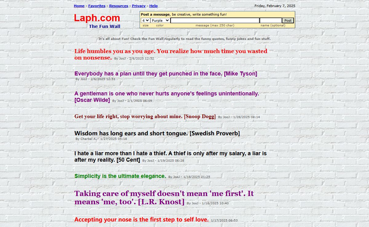 Laph.com - A fun wall to post quotes and jokes