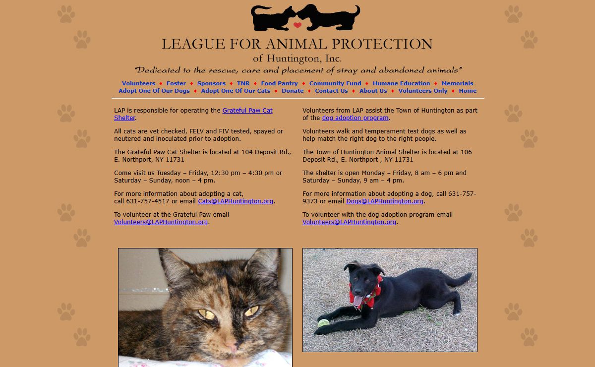 The League for Animal Protection of Huntington, New York Dog and Cat Adoption Service