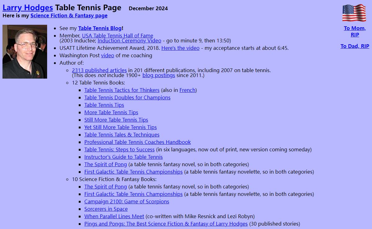Larry Hodges Table Tennis Page