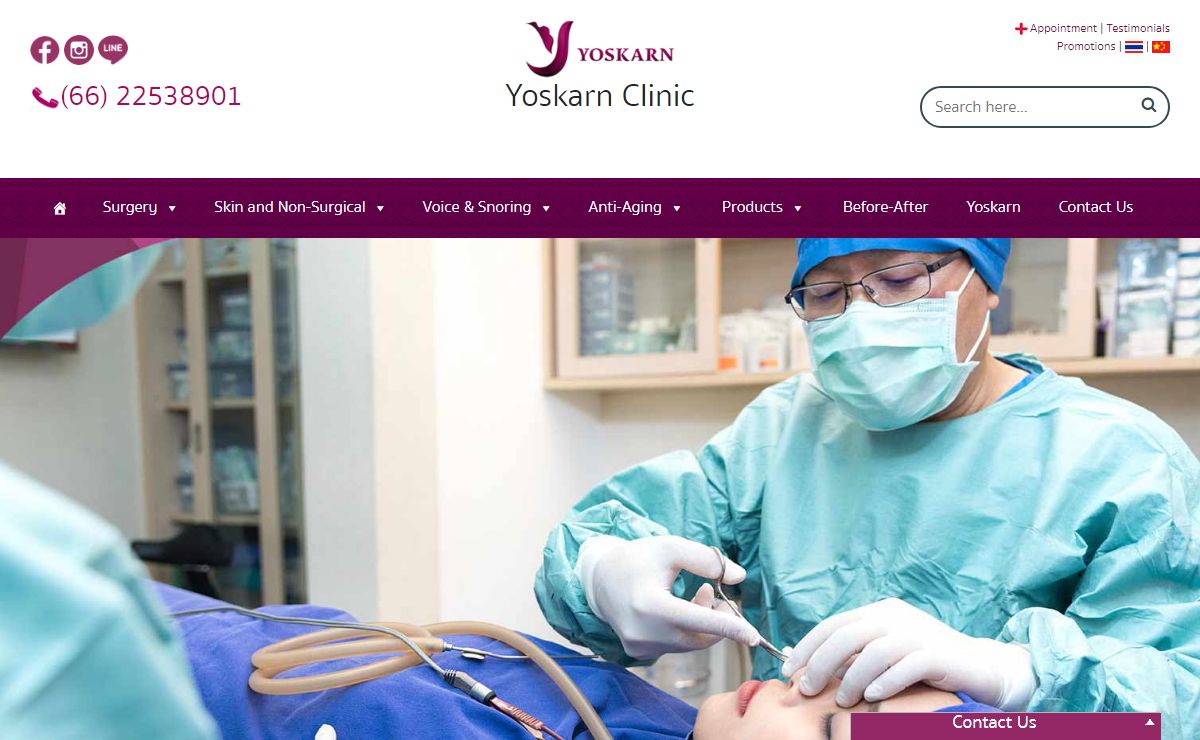 Yoskarn Clinic - Plastic surgery thailand, cosmetic surgery thailand, breast augmentation thailand, nose surgery thailand, hormone therapy thailand, facelift thailand
